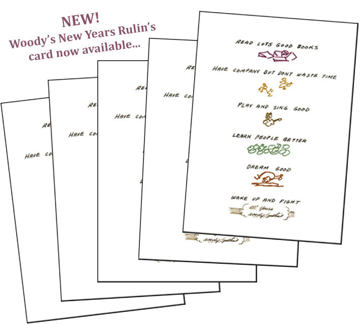 NEW! Notecard set - Woody's Handwritten New Years Rulin's (Set of 5)