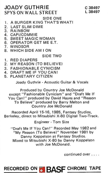 Spys On Wall Street Cassette Tape